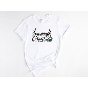 Lykke Christmas T-Shirt | Kerst | Merry Christmas | Mannen - Vrouwen - Unisex | Katoen | Wit | Maat L
