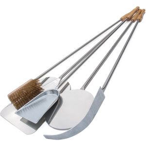 Pizzascheppen set RVS 5-delig: Pizzaschep + Draaischep + Pizzaborstel + Asschraper + Asschep