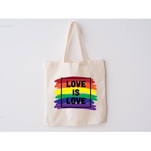 Lykke  |Organic Katoenen Tas Naturel | LGBTQ |  Love is Love | Tote Bag| Canvas Tas