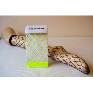 Overknees - Net kousen - Neon Geel - Neon Yellow - Fishnet Overknees - Carnaval - Feest Artikel