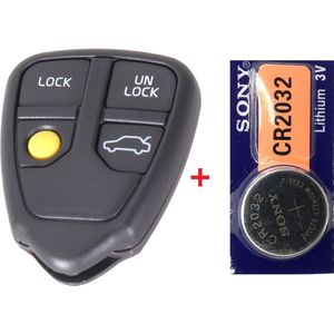 Autosleutelbehuizing 4 knoppen + Battterij ECR2032 geschikt voor Volvo sleutel S40 / S60 / S70 / S80 / S90 / V40 / V70 / V90 / XC70 / XC90 / volvo sleutel behuizing.