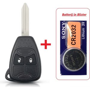 Autosleutel behuizing 2 knoppen met Batterij in blister geschikt voor Jeep sleutel / Jeep Wrangler / Jeep Grand Cherokee / Jeep Compass.