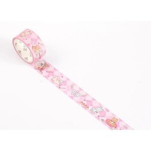 Knuffeldier Vrienden Washi Tape | Leuke Schattige Mooie Washi Tapes | Masking Tapes | Decoratietapes | Afplaktapes | Maskeringstapes | Washi-Tapes | Bullet Journal | Plakboeken | Decoreren | Versieren | Inpakken | Plakband | Roze Konijn Beer Hond