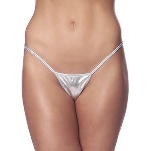 Amorable - PU leren mini G-string zilver - one-size