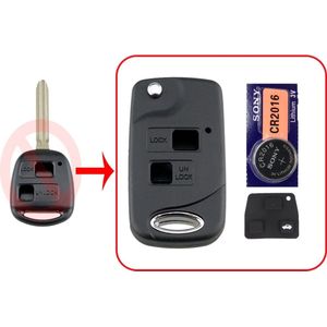 2 Knoppen autosleutel ombouwset met Batterij en pad geschikt voor Toyota - Lexus / Toyota Yaris / Toyota MR2 / Toyota Corolla / Ombouwset autosleutel Toyota.