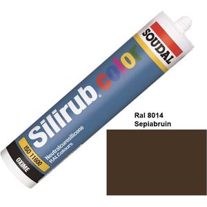 Soudal Silirub Color - Siliconekit - Montagekit - ook voor sanitaire - koker 310 ml - RAL 8014 - Sepiabruin