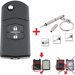 Autosleutel 2 knoppen met Mini RVS 3in1 Schroevendraaier geschikt voor Mazda autosleutel / Mazda MX5 / Mazda 2 / Mazda 3 / Mazda 5 / Mazda 6 / Mazda RX8 / Mazda autosleutel.