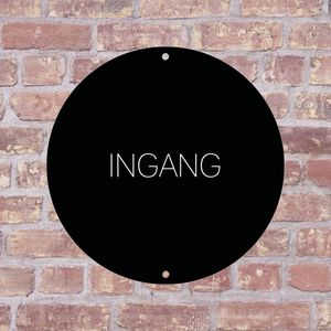 Label2X - Bordje Ingang 25 x 25 cm - Zwart met witte tekst - Zonder boorgaatjes - deurbord