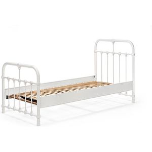 Bed Box Wonen - Kinderbed - Erma - 90x210 - Wit - Metaal - lattenbodem - eenpersoons