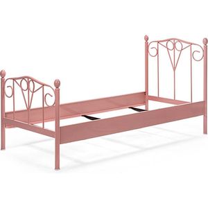 Bed Box Wonen - Kinderbed - Maya - 90x200 - Roze - Metaal - eenpersoons