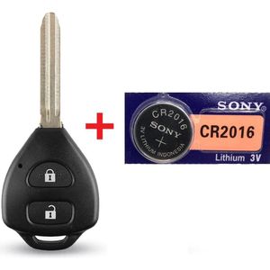 Autosleutel 2 knoppen + Batterij CR2016 geschikt voor Toyota sleutel / Toyota Yaris / Corolla / Hilux / Land cruiser / RAV4 / Toyota sleutelbehuizing.