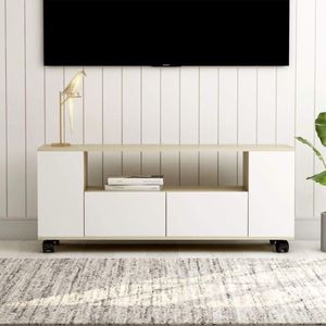 Medina Tv-meubel 120x35x43 cm spaanplaat wit en sonoma eikenkleurig