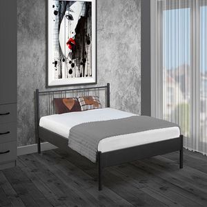 Bed Box Wonen - Metalen bed Moon - zwart - 140x210 - lattenbodem - metaal - design