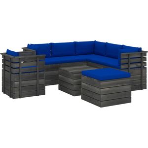 Medina 8-delige Loungeset met kussens pallet massief grenenhout