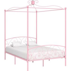 Medina Hemelbedframe metaal roze 120x200 cm