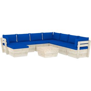 Medina 9-delige Loungeset met kussens pallet vurenhout