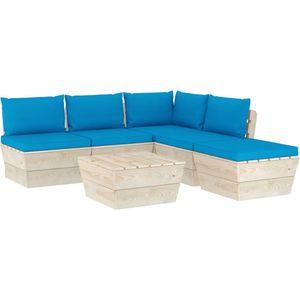 Medina 6-delige Loungeset met kussens pallet vurenhout