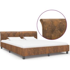 Medina Bedframe kunstsuède bruin 160x200 cm