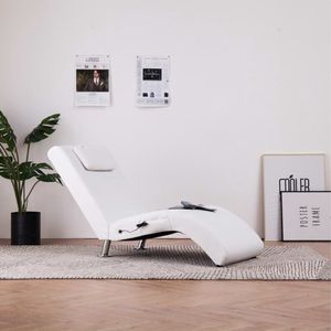 Medina Massage chaise longue met kussen kunstleer wit