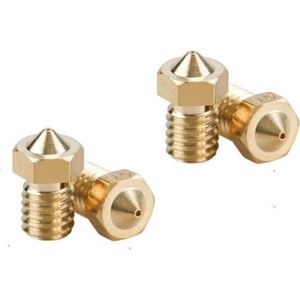 3d printer Nozzle 1.75 x 0.5 mm Messing  verpakking van 4 stuks. (voor E3d V6 en J Head types M6 draad! )