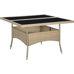 Medina Tuintafel poly rattan en glas beige