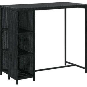 Medina Bartafel met opbergrek 120x60x110 cm poly rattan zwart