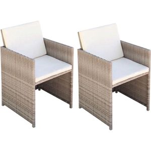 Medina Tuinstoelen 2 st met kussens poly rattan beige