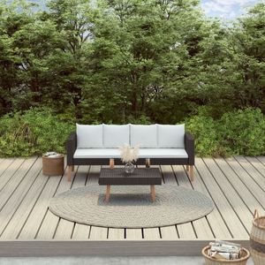 Medina 2-delige Loungeset met kussens poly rattan zwart