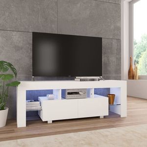 Medina Tv-meubel met LED-verlichting 130x35x45 cm hoogglans wit