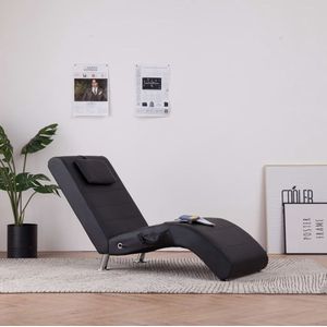 Medina Massage chaise longue met kussen kunstleer zwart