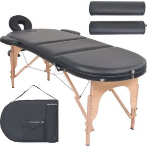 Medina Massagetafel inklapbaar 4 cm dik met 2 bolsters ovaal zwart