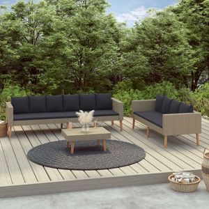 Medina 3-delige Loungeset met kussens poly rattan beige