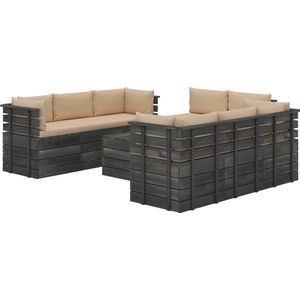 Medina 9-delige Loungeset met kussens pallet massief grenenhout