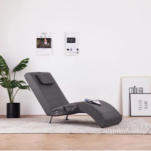 Medina Massage chaise longue met kussen kunstleer grijs