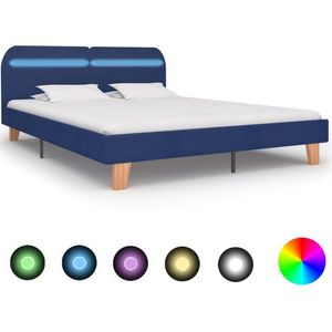 Medina Bedframe met LED stof blauw 180x200 cm