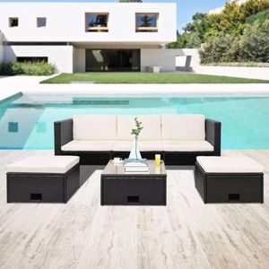 Medina 4-delige Loungeset met kussens poly rattan zwart