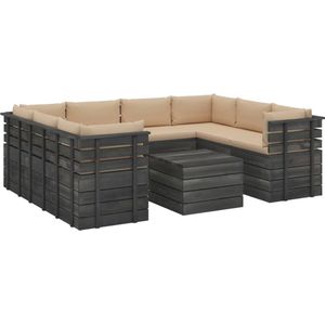 Medina 9-delige Loungeset met kussens pallet massief grenenhout