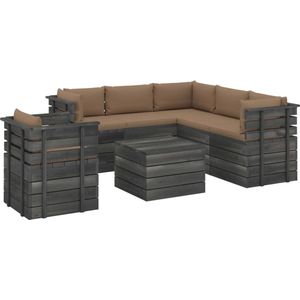 Medina 7-delige Loungeset met kussens pallet massief grenenhout