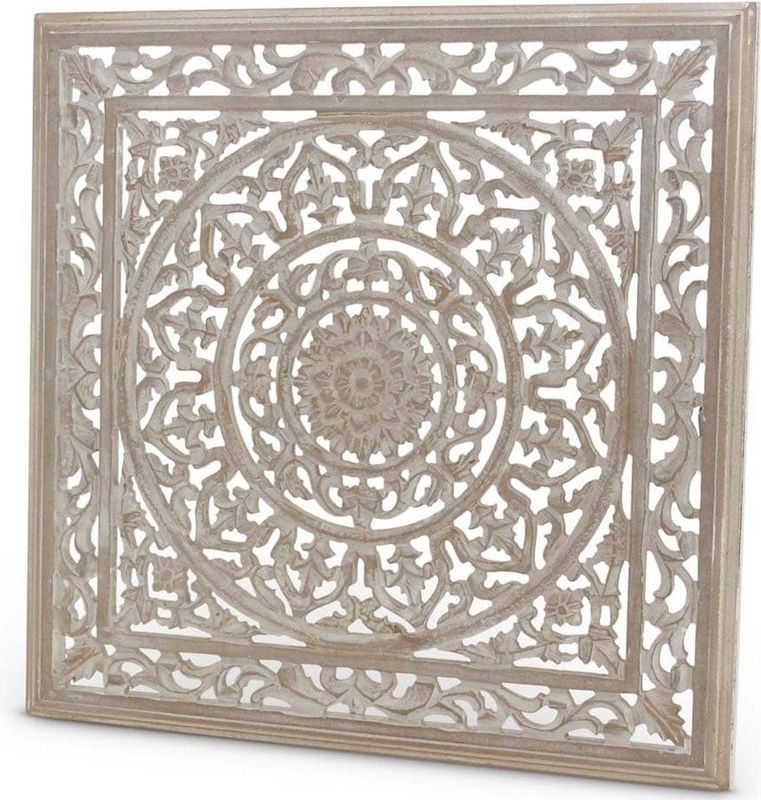 Safaary Wandpaneel houtsnijwerk bangladesh 60 x 60cm