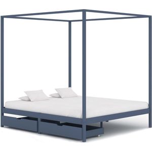 Medina Hemelbedframe met 2 lades massief grenenhout grijs 180x200 cm