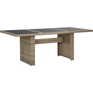 Medina Tuintafel 200x100x74 cm glas en poly rattan bruin