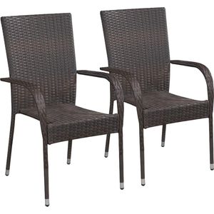 Medina Tuinstoelen stapelbaar 2 st poly rattan bruin