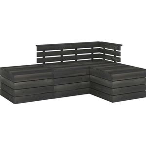 Medina 4-delige Loungeset pallet massief grenenhout donkergrijs