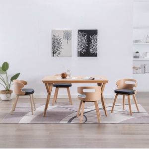 Medina Eetkamerstoelen 4 st gebogen hout en kunstleer zwart