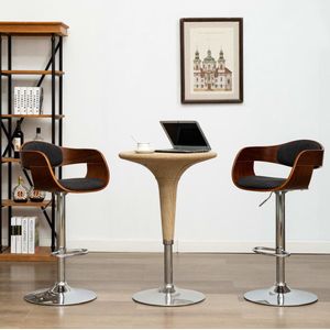 Medina Barstoelen 2 st gebogen hout en stof grijs