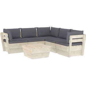 Medina 6-delige Loungeset met kussens pallet vurenhout