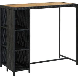 Medina Bartafel met opbergrek 120x60x110 cm poly rattan zwart