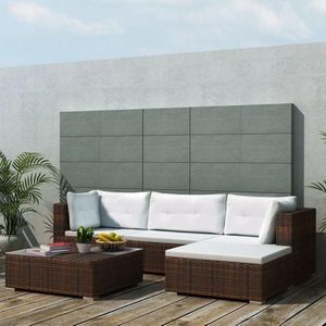 Medina 5-delige Loungeset met kussens poly rattan bruin