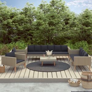 Medina 5-delige Loungeset met kussens poly rattan beige