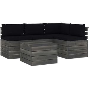 Medina 5-delige Loungeset met kussens pallet massief grenenhout